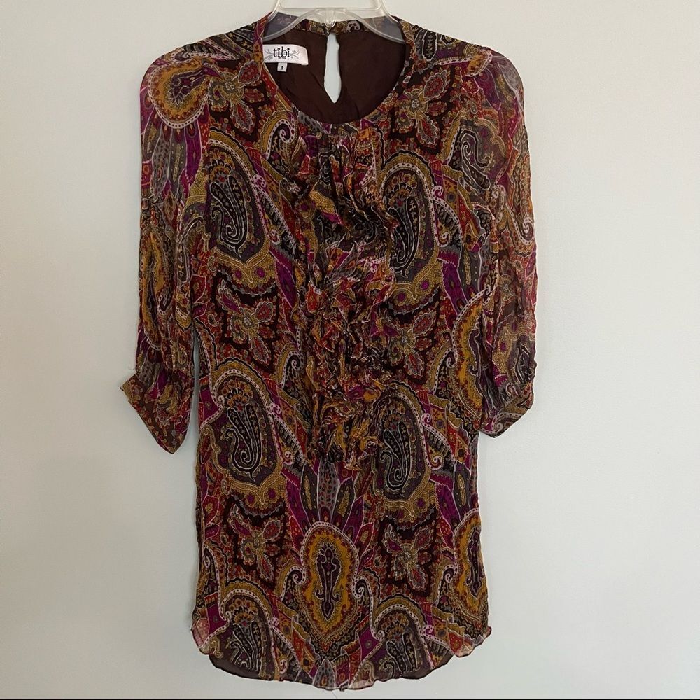 Tibi Vintage Gorgeous Paisley Mini Dress. 100% Silk and Lined. Size 4